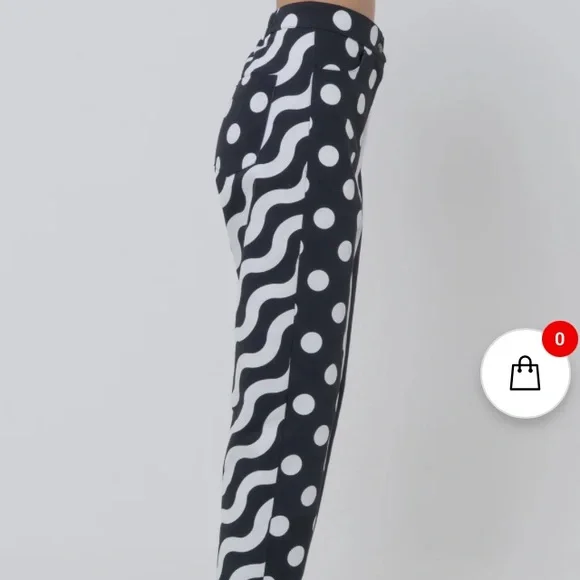 LAU Black White Patterned High Waisted Pants From Italy Designer-Made NWT - Picture 7 of 11
